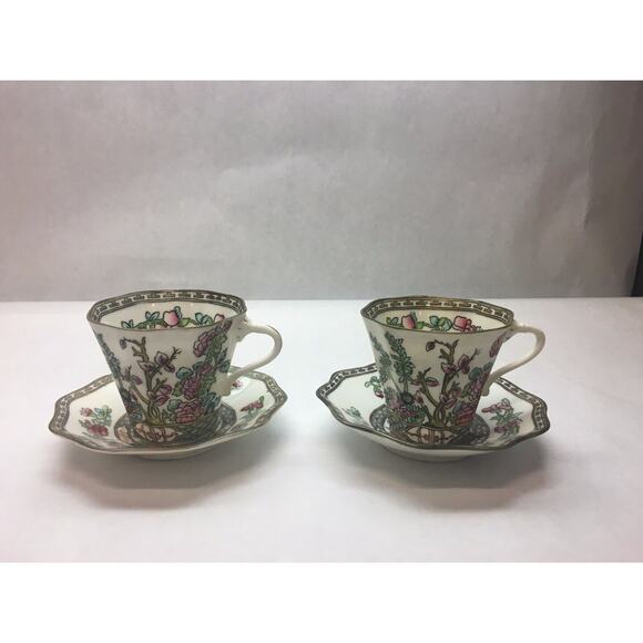 VINTAGE Coalport CHINA Indian Tree Pattern SET OF TWO Teacups and Saucer SET - Picture 1 of 12